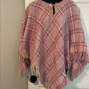 Elegant Pink Plaid Women's Poncho
